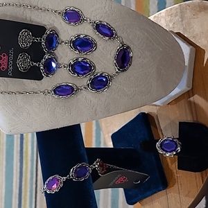 Paparazzi set with necklace, 2 pair of earrings, bracelet and ring